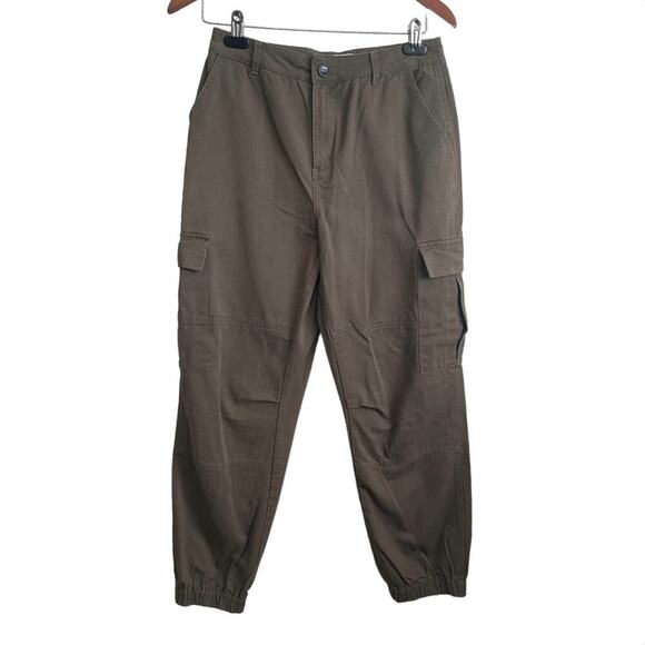Y2K Sorella Moon Women Cotton Cargo Jogger Pants M Khaki Utility Gorp Streetwear - Picture 1 of 11
